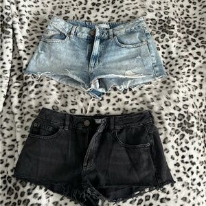 Garage Bundle 2 pairs Denim Jean Shorts Raw Hem Black and blue Size - 05